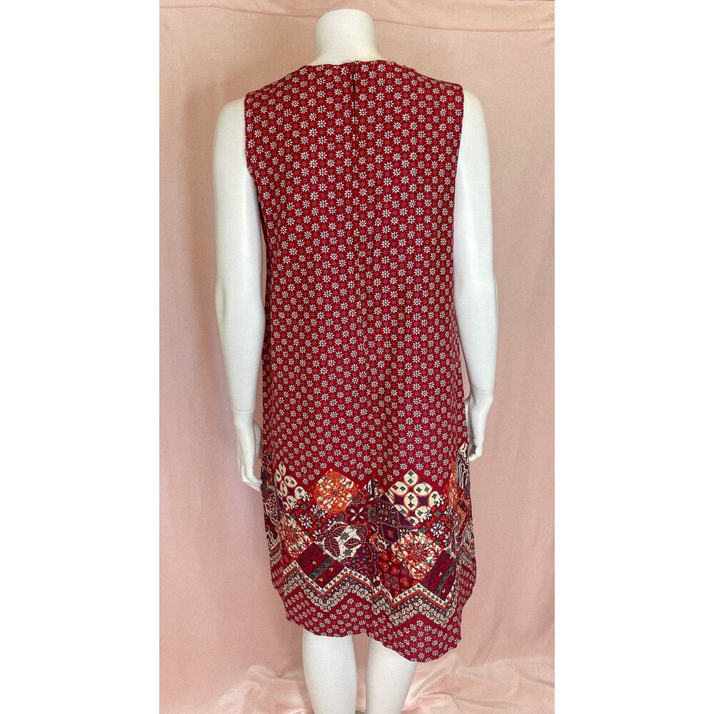 VINTAGE 1960's Bohemian Red Patchwork Ric Rac Dress SMALL - Picture 10 of 16